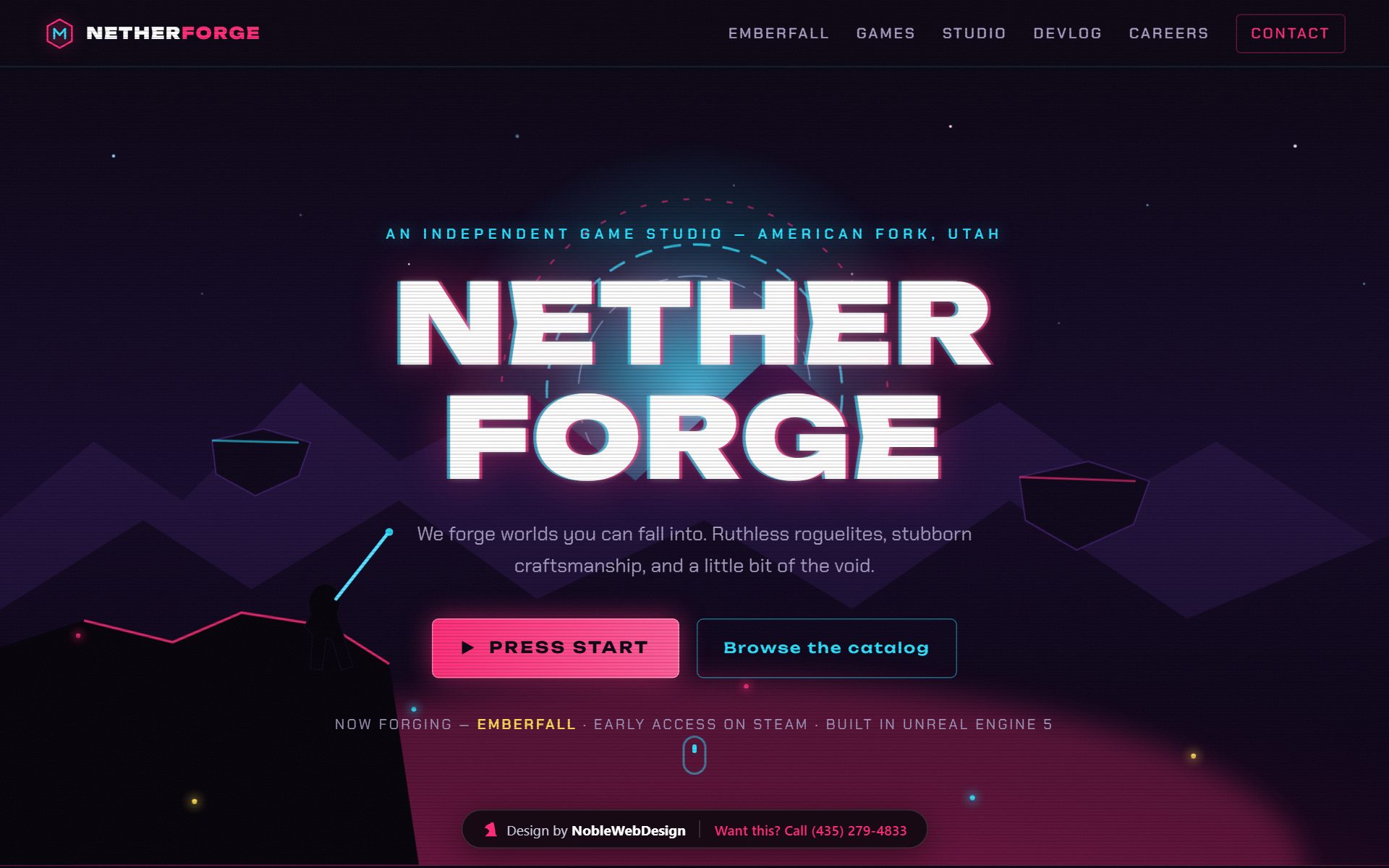 Game Design landing page design by Noble Web Design — Nether Forge Studios
