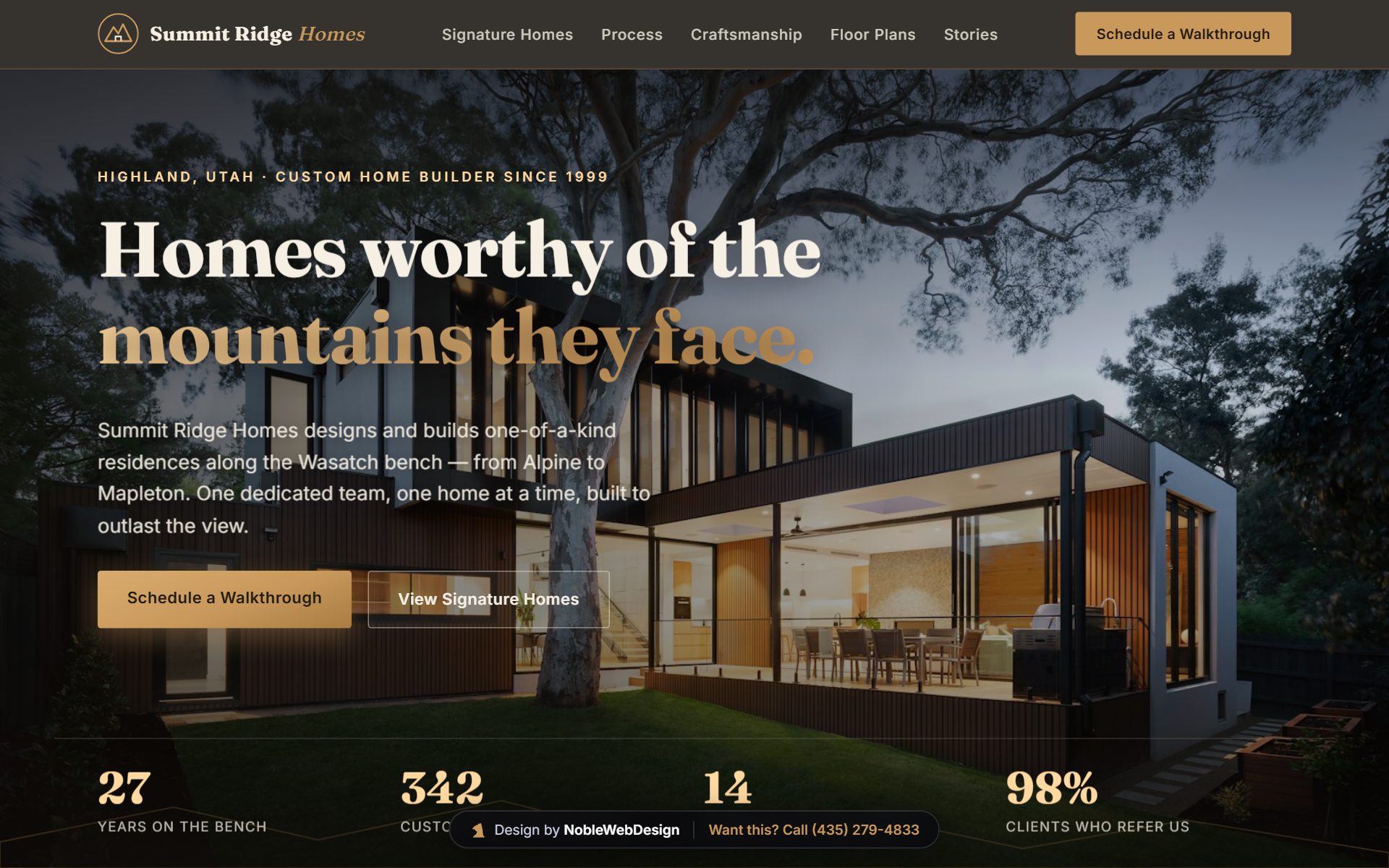 Home Builder landing page design by Noble Web Design — Summit Ridge Homes